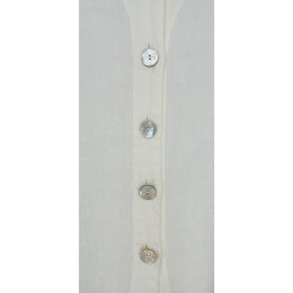 FLAX Linen Jacket Top Large Ivory Mother of Pearl Buttons LagenLook Lithuania - Picture 3 of 11